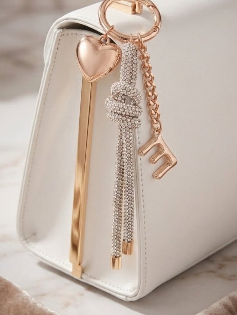 Elegant Gold and Silver "E" Bag Charm - NWT